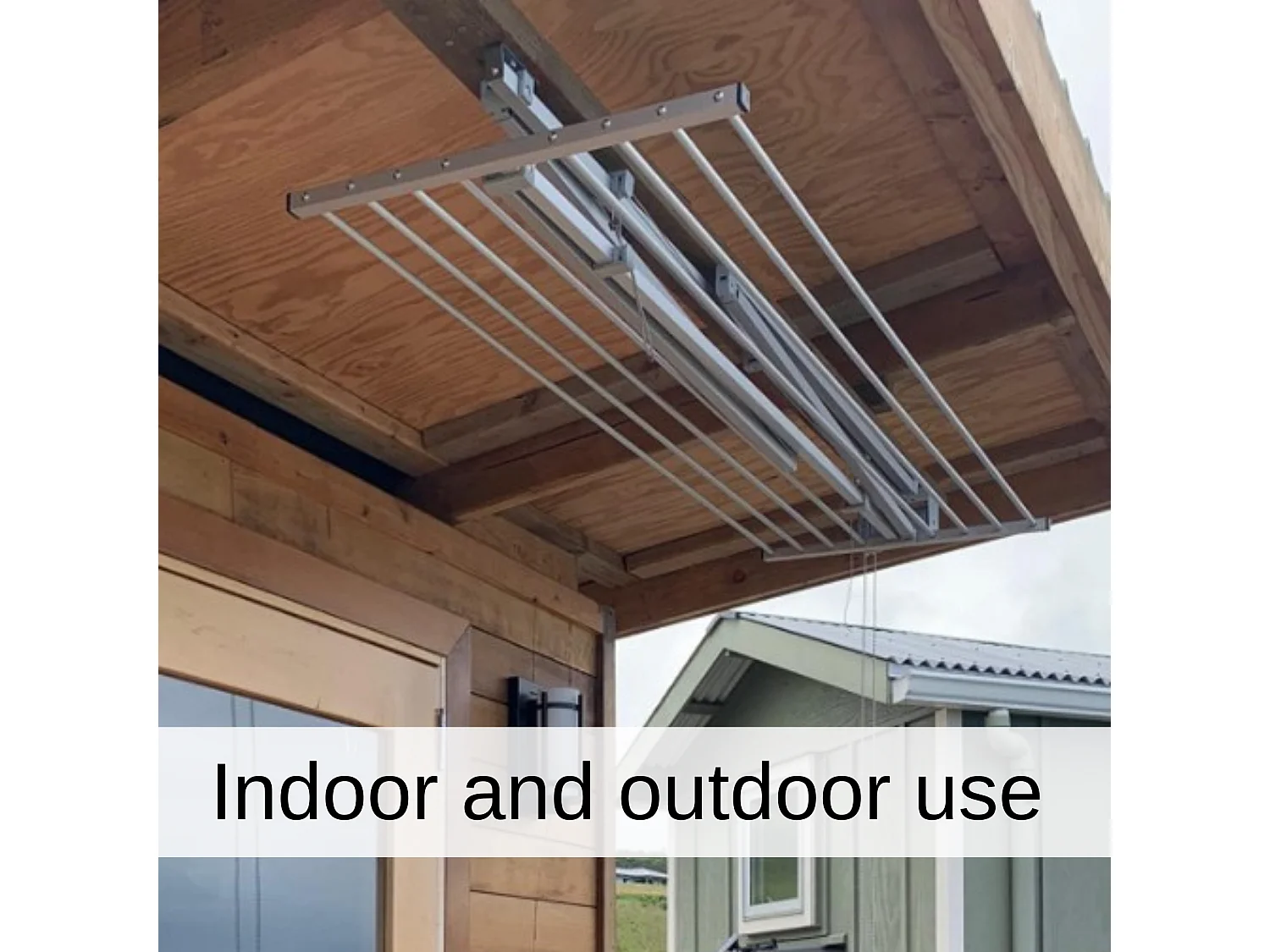 Étendoir de plafond manuel en aluminium résistant – gris – 128x54x25 cm Mini 120