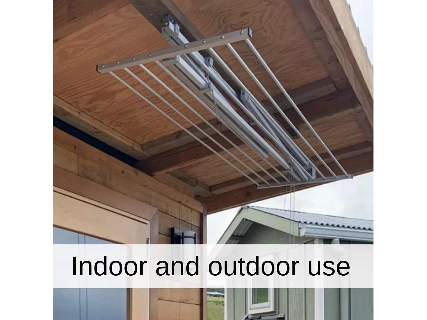 Étendoir de plafond manuel en aluminium résistant – gris – 128x54x25 cm Mini 120