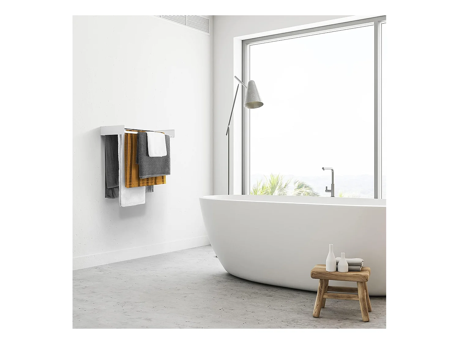 Étendoir mural rétractable en aluminium résistant – blanc – 101x50x13 cm Hide 100