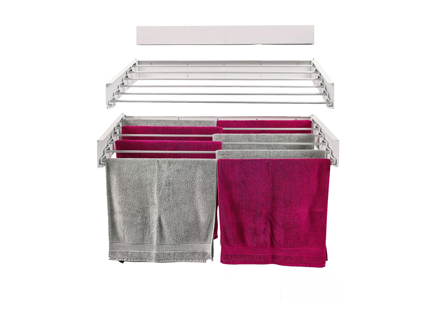 Étendoir mural rétractable en aluminium résistant – blanc – 101x50x13 cm Hide 100