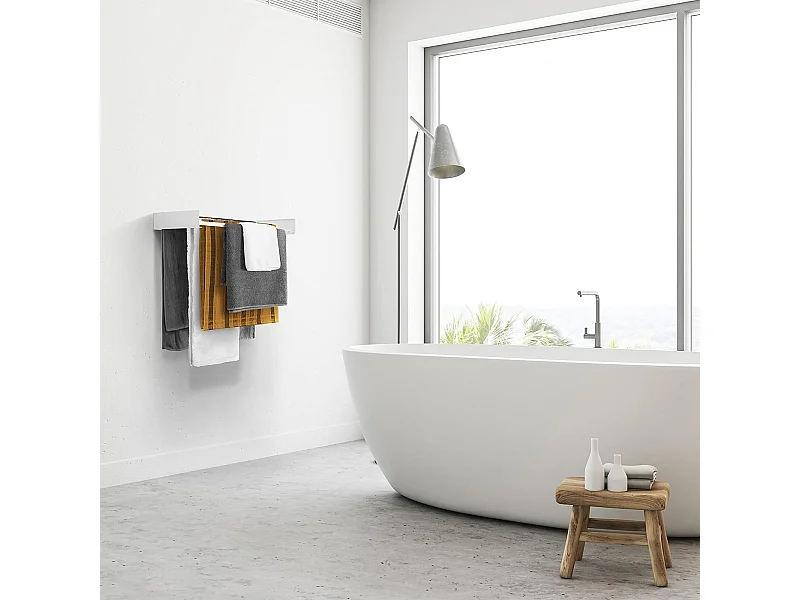 Étendoir mural rétractable en aluminium résistant – blanc – 101x50x13 cm Hide 100