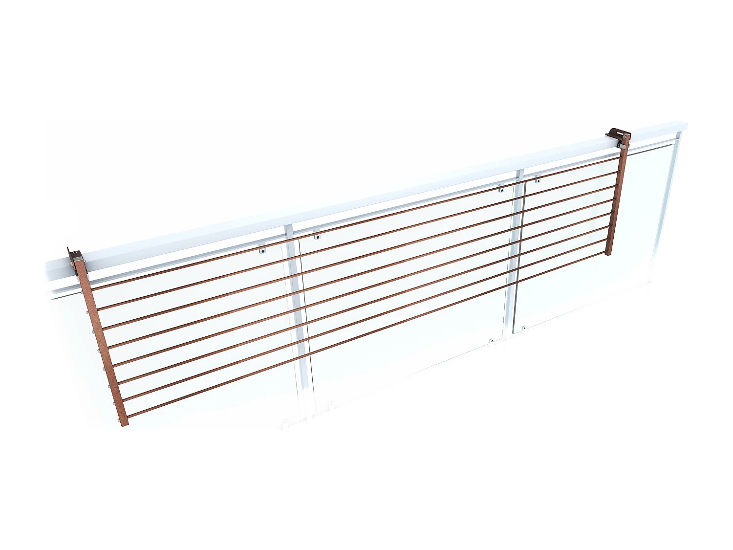 Étendoir balcon pliable et inclinable pour extérieur – corten – 202x63x8 cm DUO