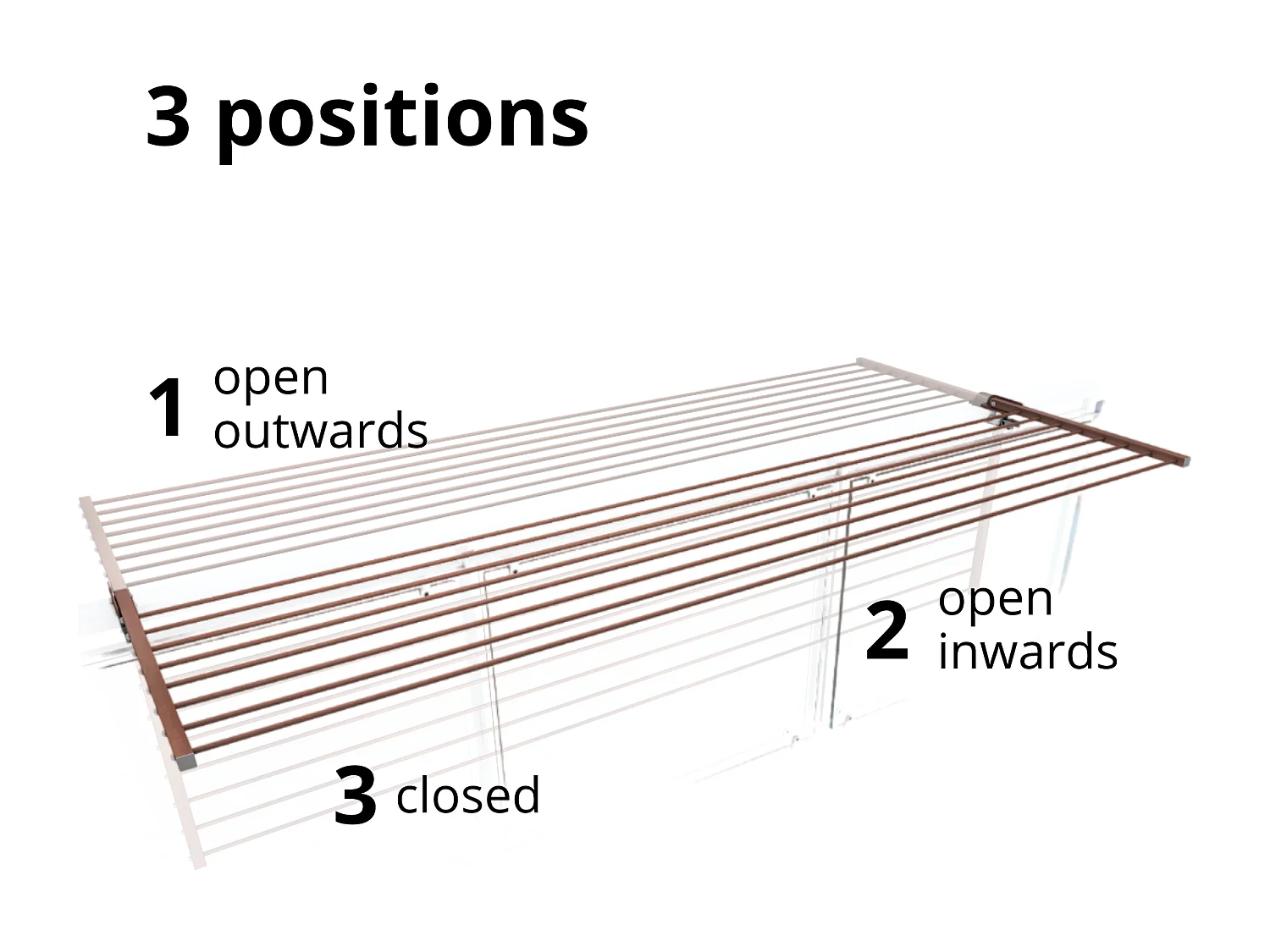 Étendoir balcon pliable et inclinable pour extérieur – corten – 202x63x8 cm DUO