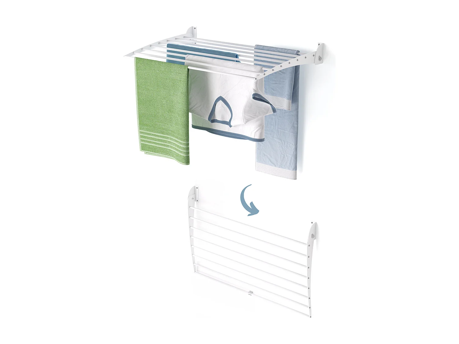 Étendoir à linge mural pour intérieur et extérieur – blanc – 82x50x10 cm Fold Down 80
