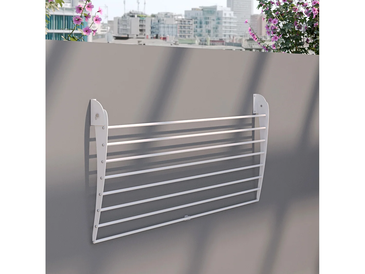 Étendoir à linge mural pour intérieur et extérieur – blanc – 82x50x10 cm Fold Down 80