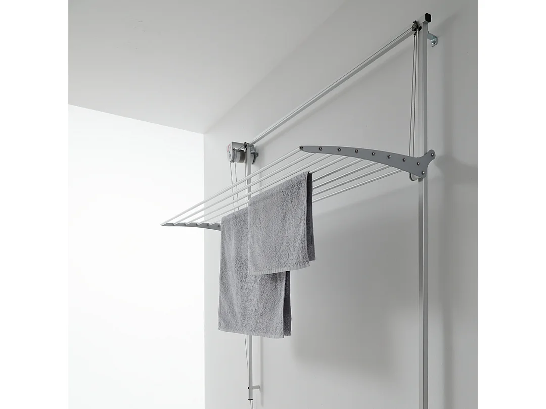 Étendoir mural en aluminium résistant et robuste – gris – 128x52x137 cm Wall 120