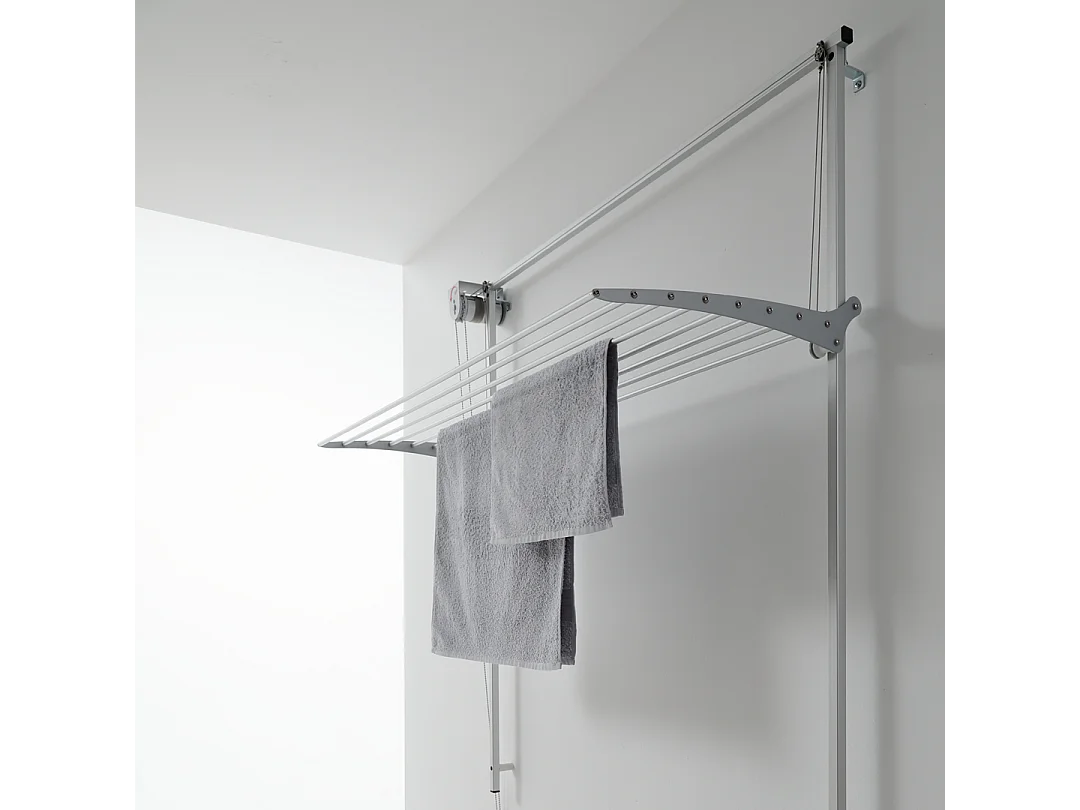 Étendoir mural en aluminium résistant et robuste – gris – 128x52x137 cm Wall 120