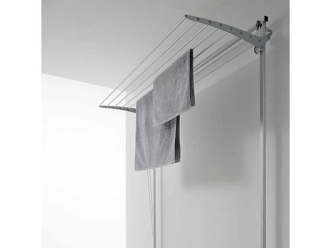 Étendoir mural en aluminium résistant et robuste – gris – 128x52x137 cm Wall 120