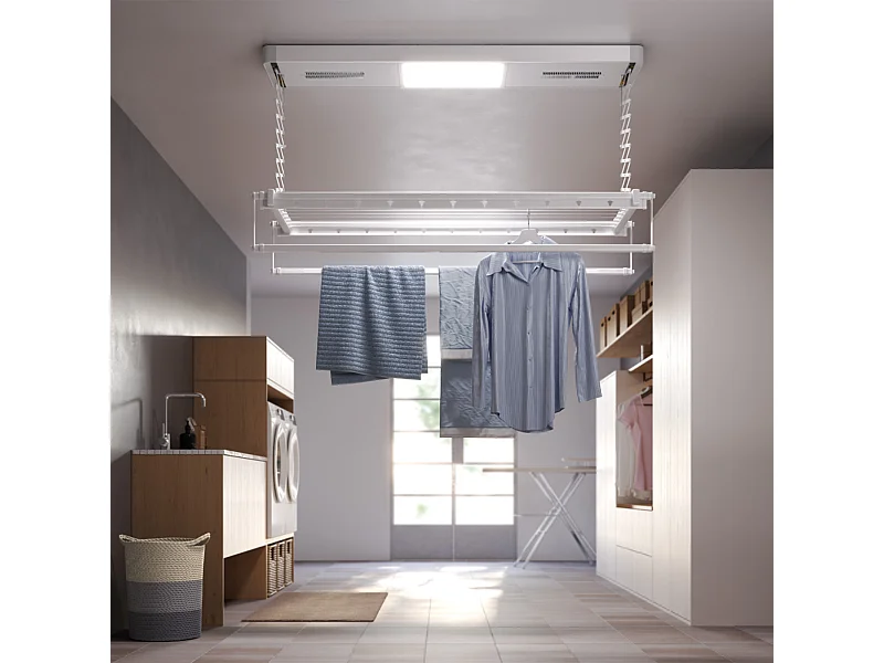 Séchoir électrique de plafond avec télécommande – gris – 160x52x30 cm PRO 150