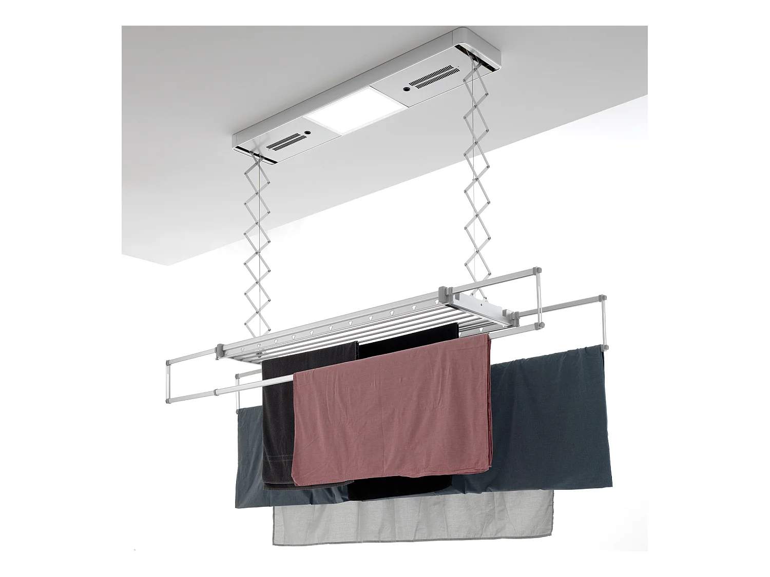 Séchoir électrique de plafond avec télécommande – gris – 160x52x30 cm PRO 150