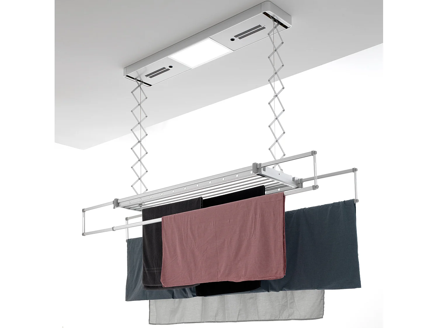 Séchoir électrique de plafond avec télécommande – gris – 160x52x30 cm PRO 150