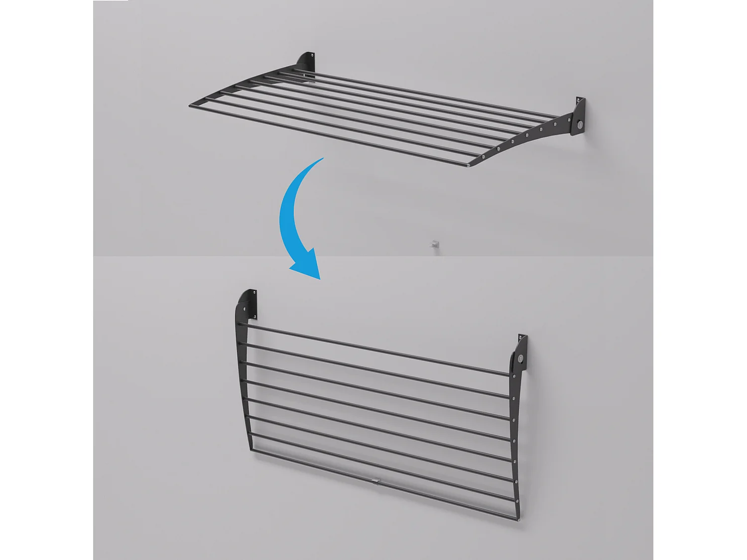 Étendoir à linge mural en aluminium résistant – noir – 100x50x10 cm Fold Down 100