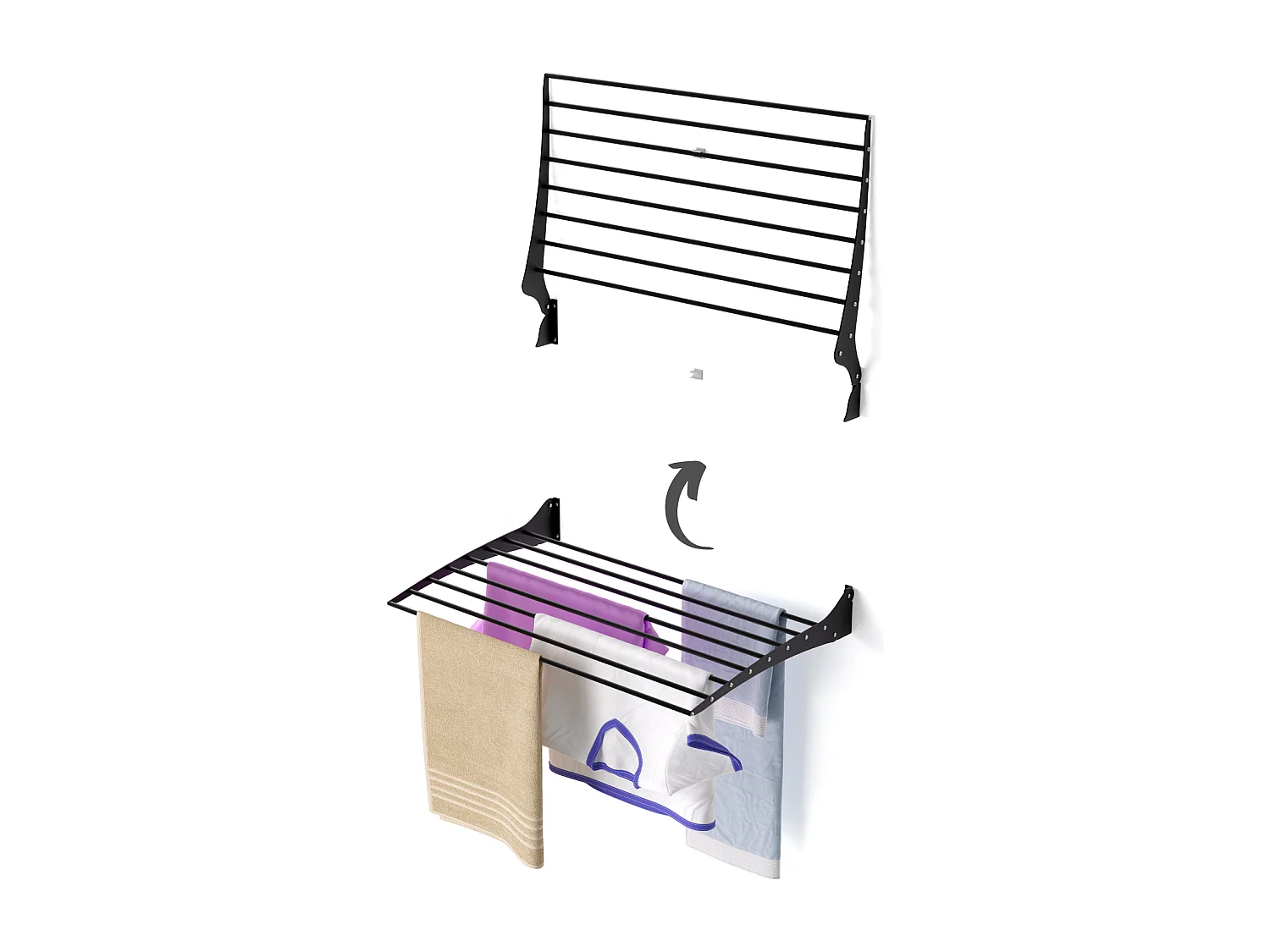 Étendoir à linge mural étendoir mural repliable – noir – 82x50x10 cm Fold 80