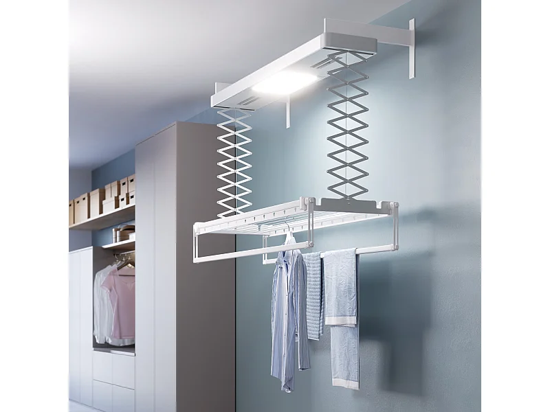 Étendoir électrique mur ou plafond en aluminium résistant – gris – 122x52x70 cm PRO 120