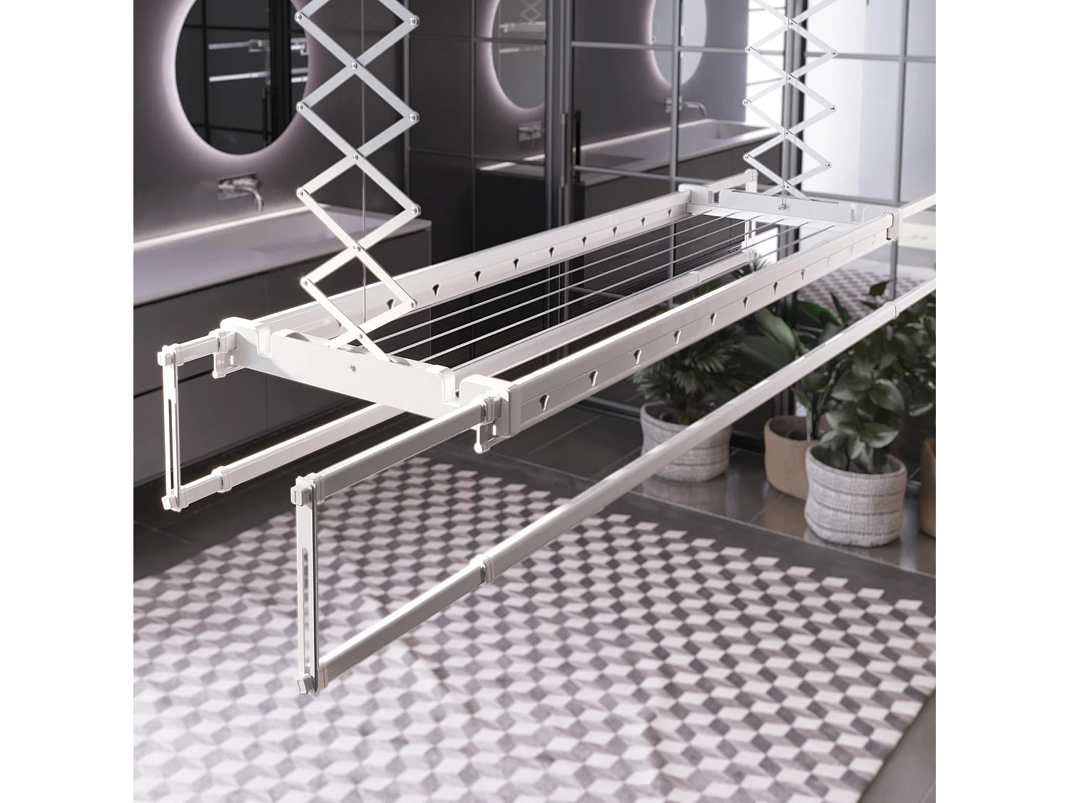 Étendoir électrique mur ou plafond en aluminium résistant – gris – 122x52x70 cm PRO 120