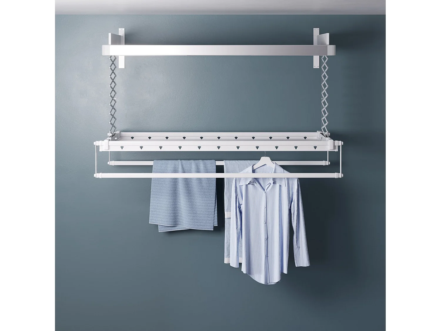 Étendoir électrique mur ou plafond en aluminium résistant – gris – 122x52x70 cm PRO 120