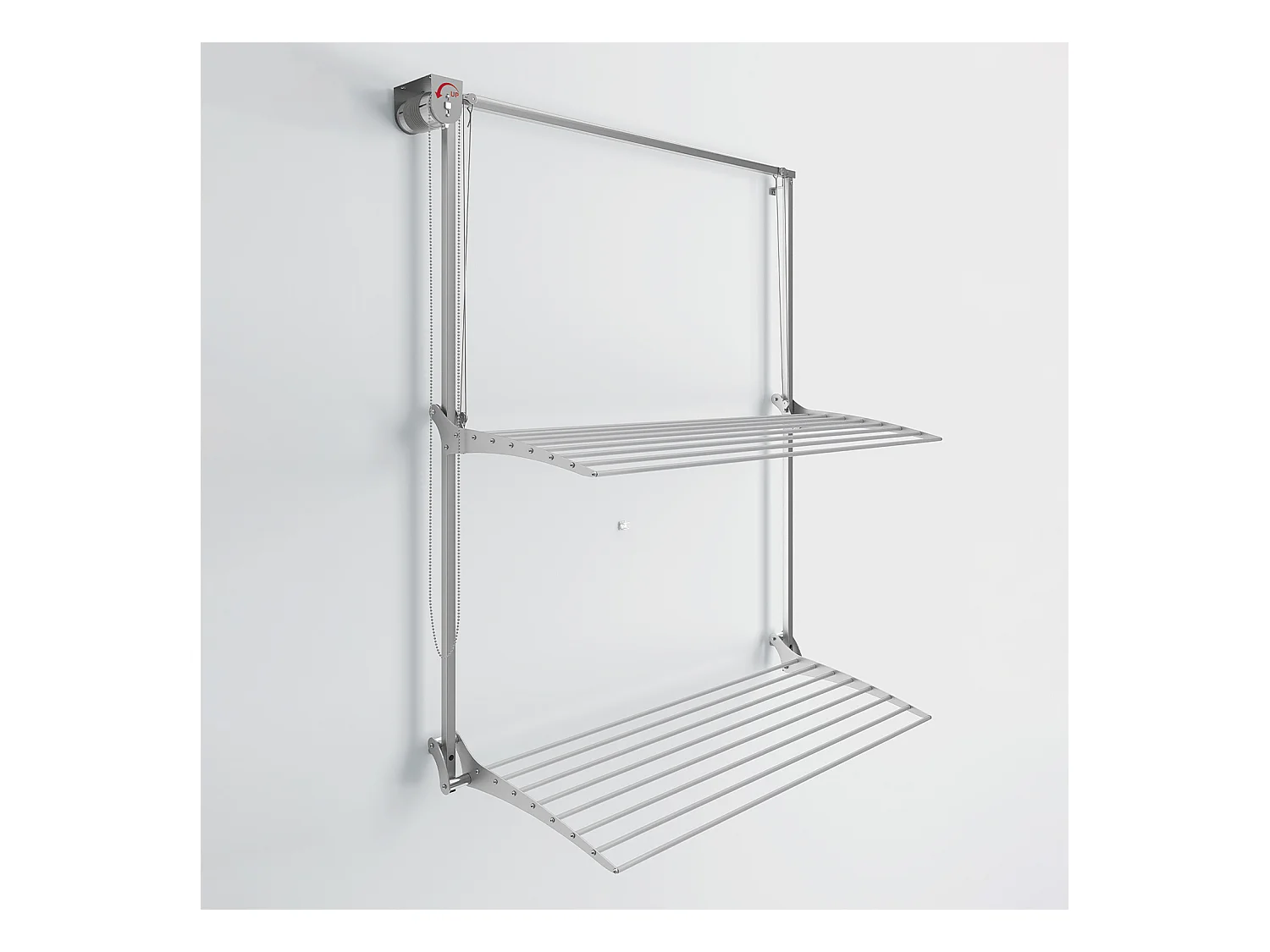 Étendoir mural 2 grilles pliable et réglable en hauteur – gris – 152x52x137 cm Wall Plus