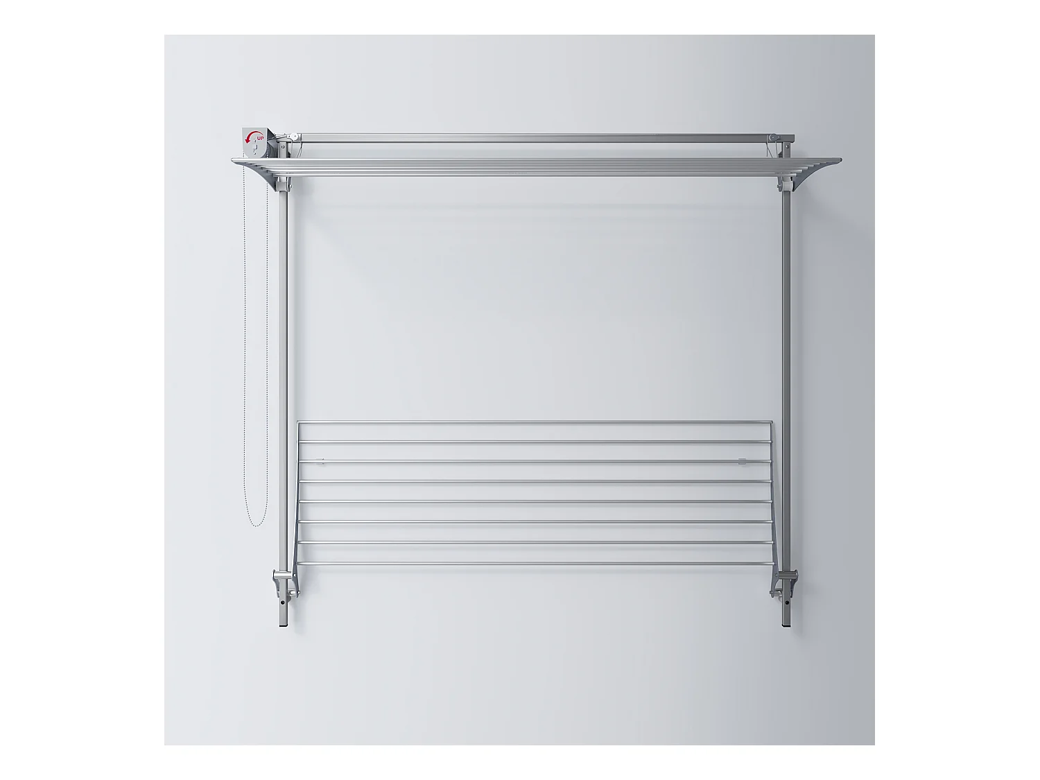 Étendoir mural 2 grilles pliable et réglable en hauteur – gris – 152x52x137 cm Wall Plus