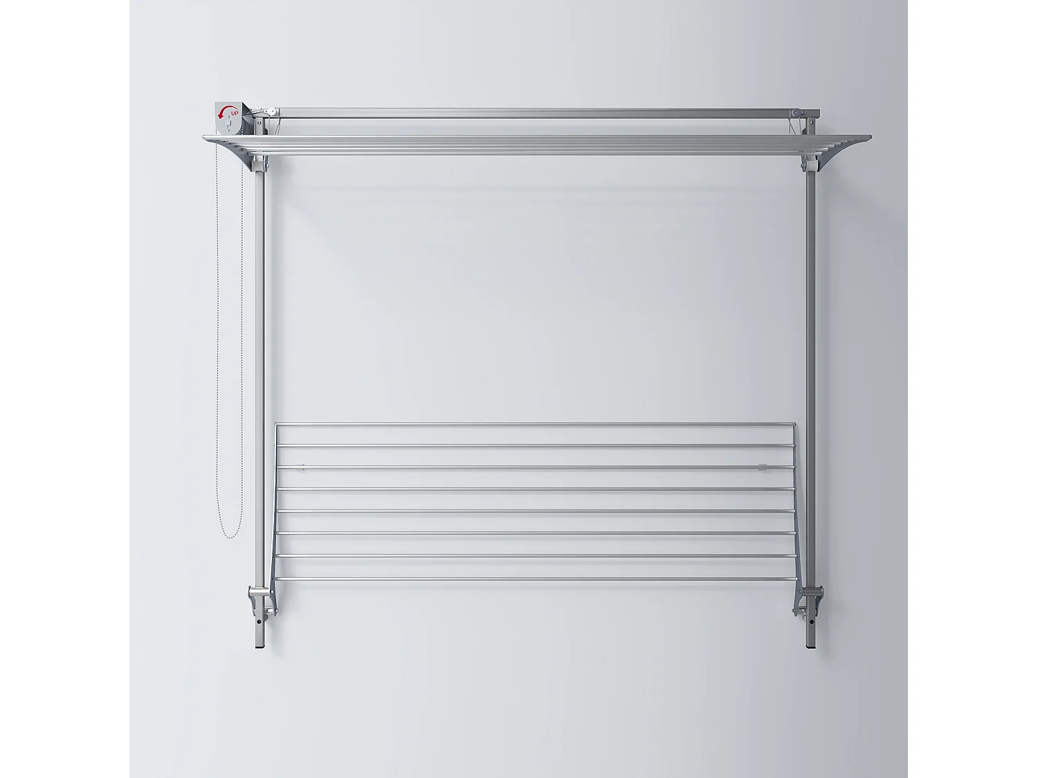 Étendoir mural 2 grilles pliable et réglable en hauteur – gris – 152x52x137 cm Wall Plus