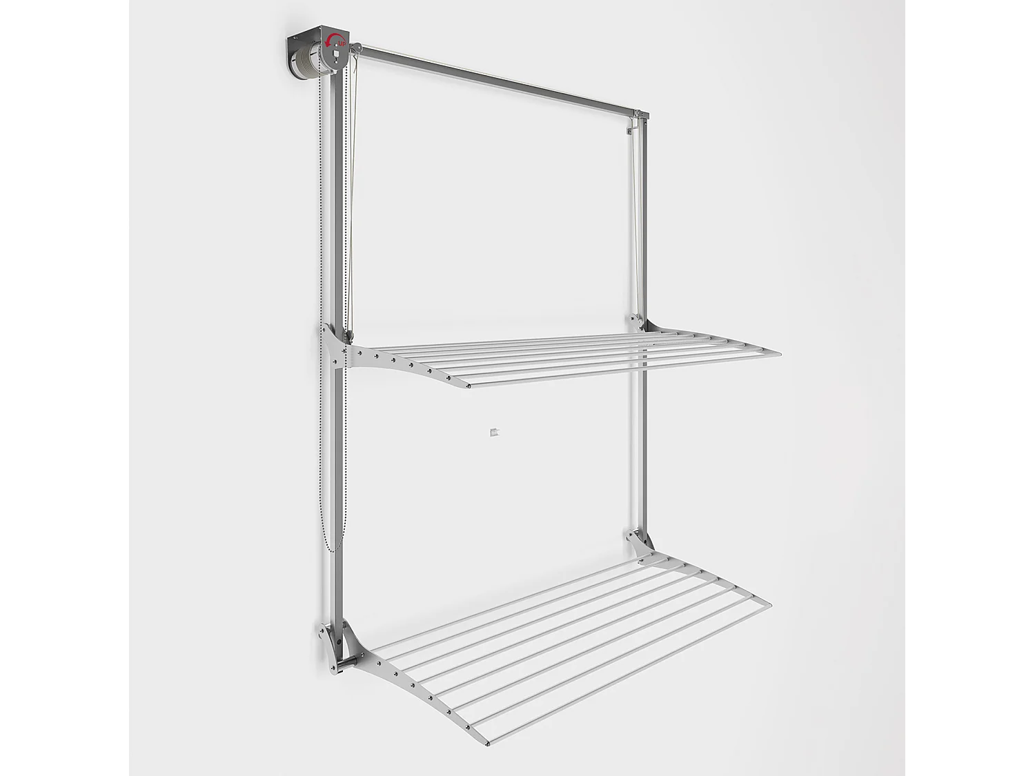 Étendoir mural 2 grilles pliable et réglable en hauteur – gris – 152x52x137 cm Wall Plus