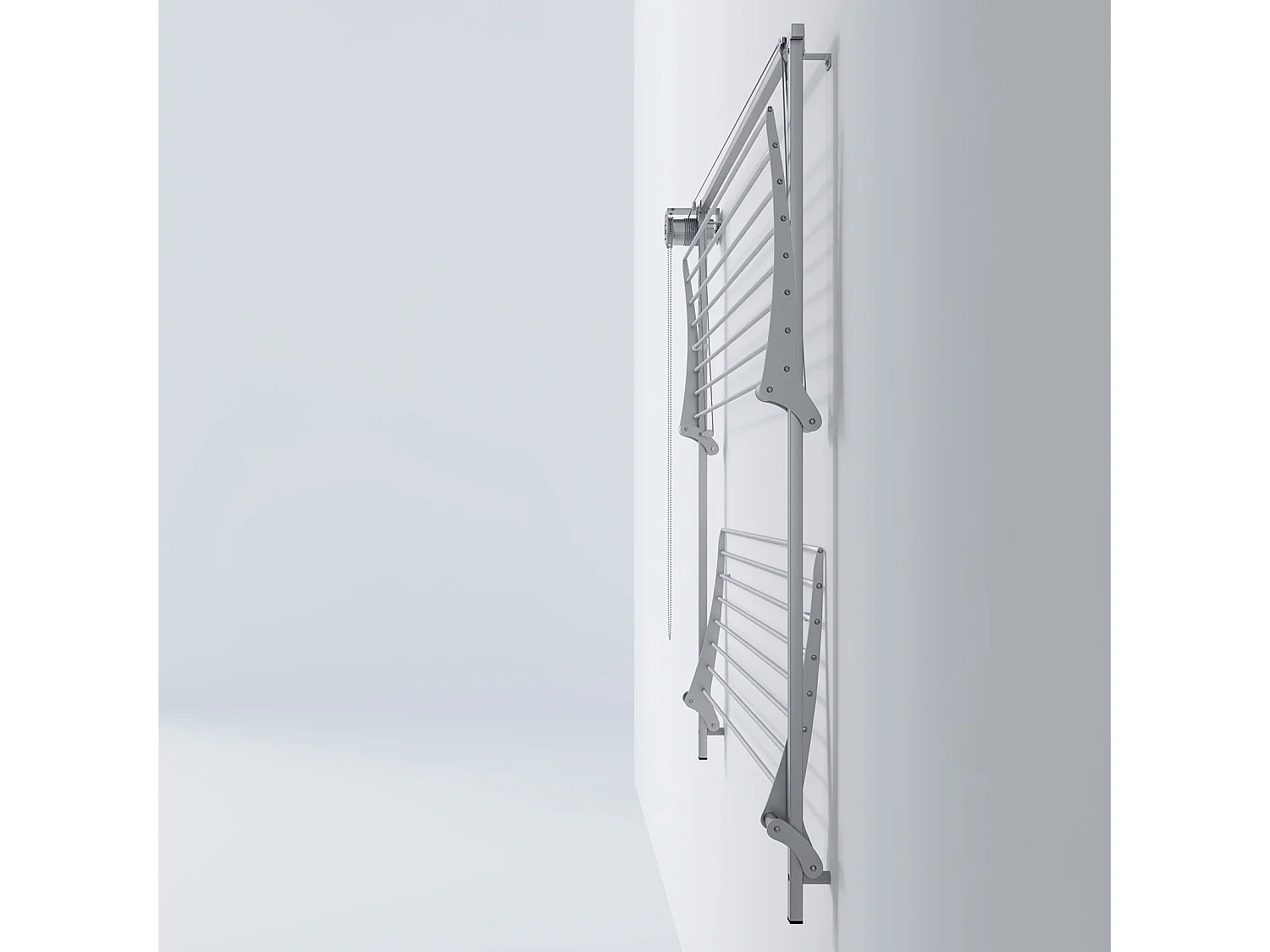 Étendoir mural 2 grilles pliable et réglable en hauteur – gris – 152x52x137 cm Wall Plus