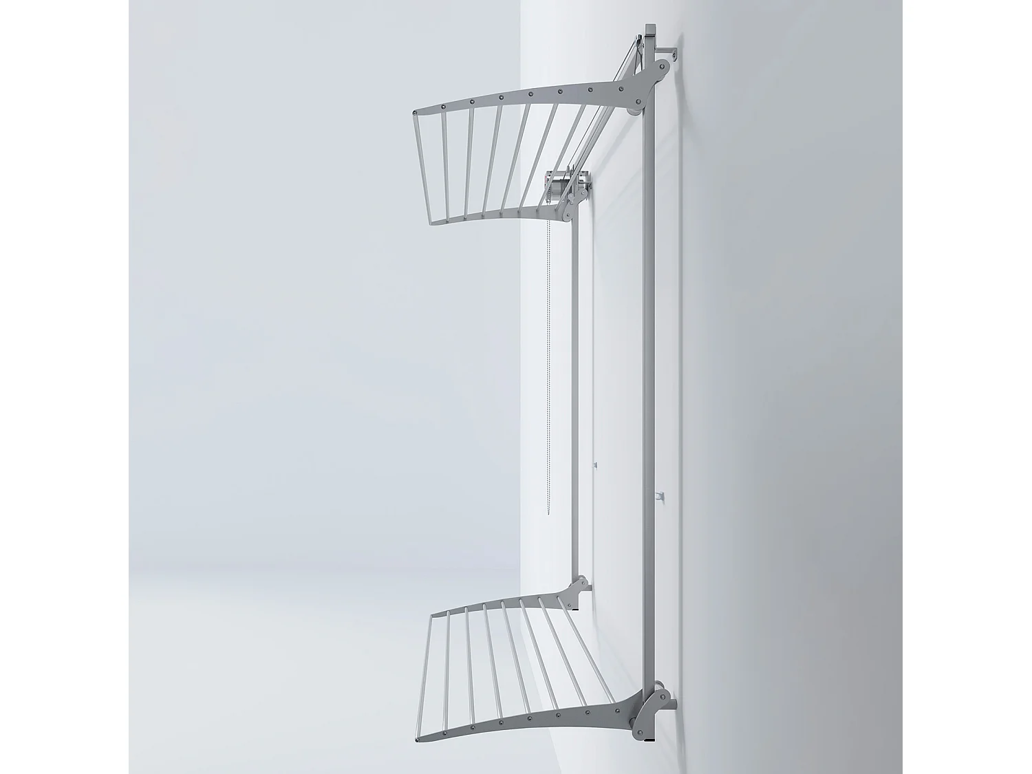 Étendoir mural 2 grilles pliable et réglable en hauteur – gris – 152x52x137 cm Wall Plus