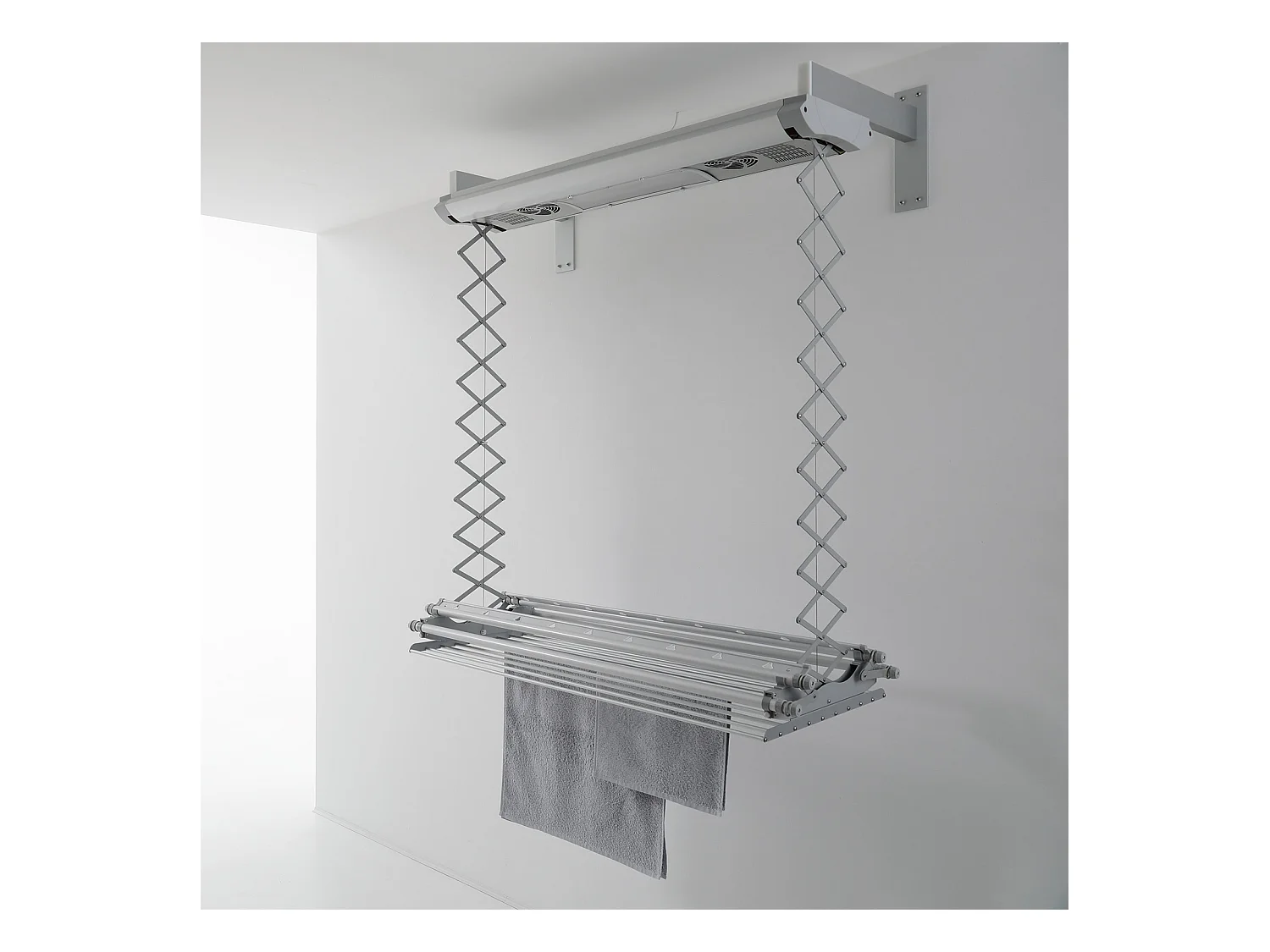 Étendoir électrique mur ou plafond en aluminium résistant – gris – 160x57x30 cm Air 150