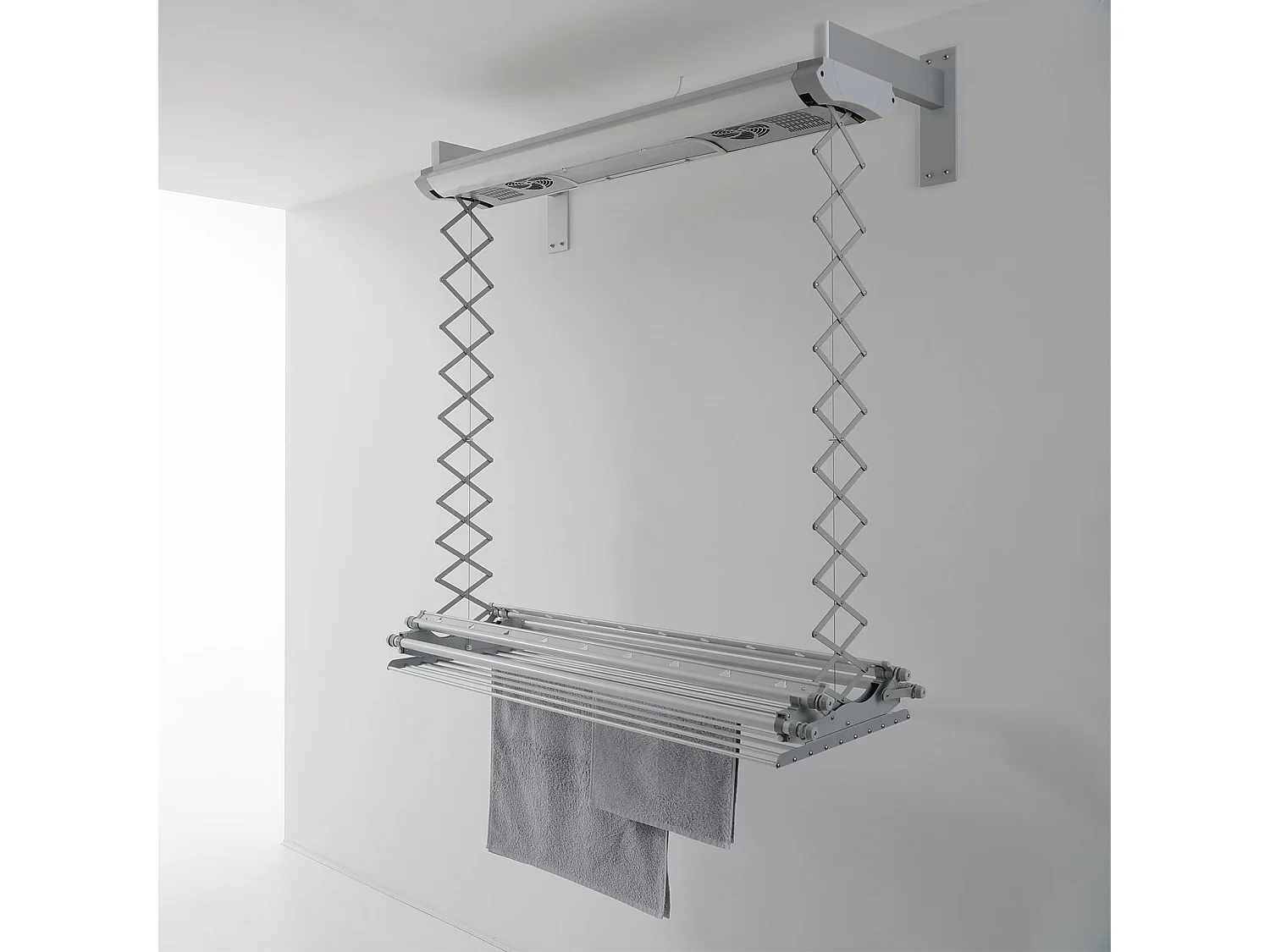 Étendoir électrique mur ou plafond en aluminium résistant – gris – 160x57x30 cm Air 150