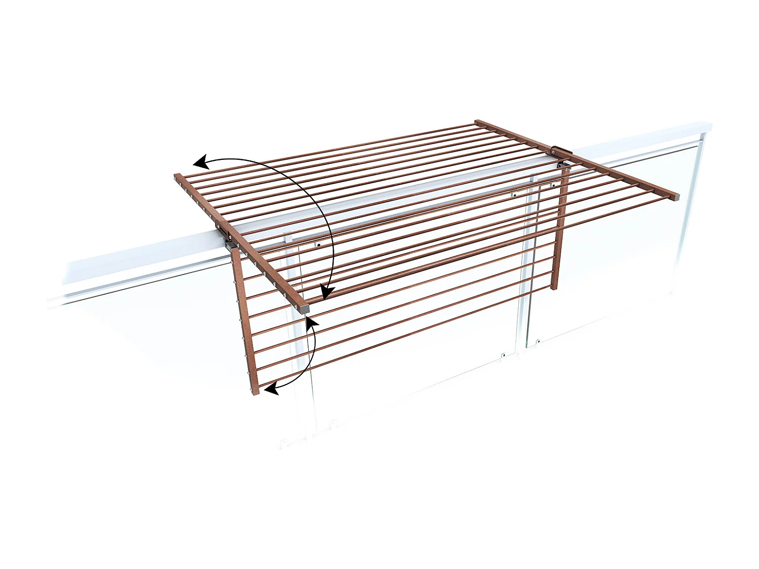 Étendoir balcon pliable et inclinable aluminium résistant – corten – 118x63x8 cm DUO