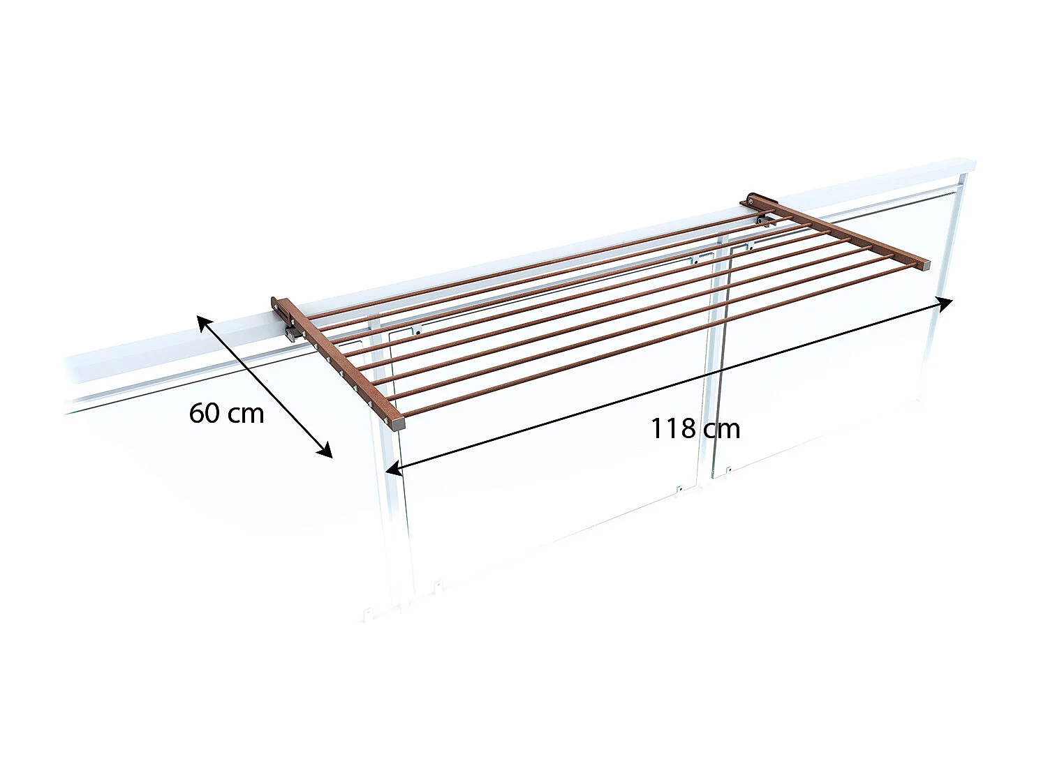 Étendoir balcon pliable et inclinable aluminium résistant – corten – 118x63x8 cm DUO