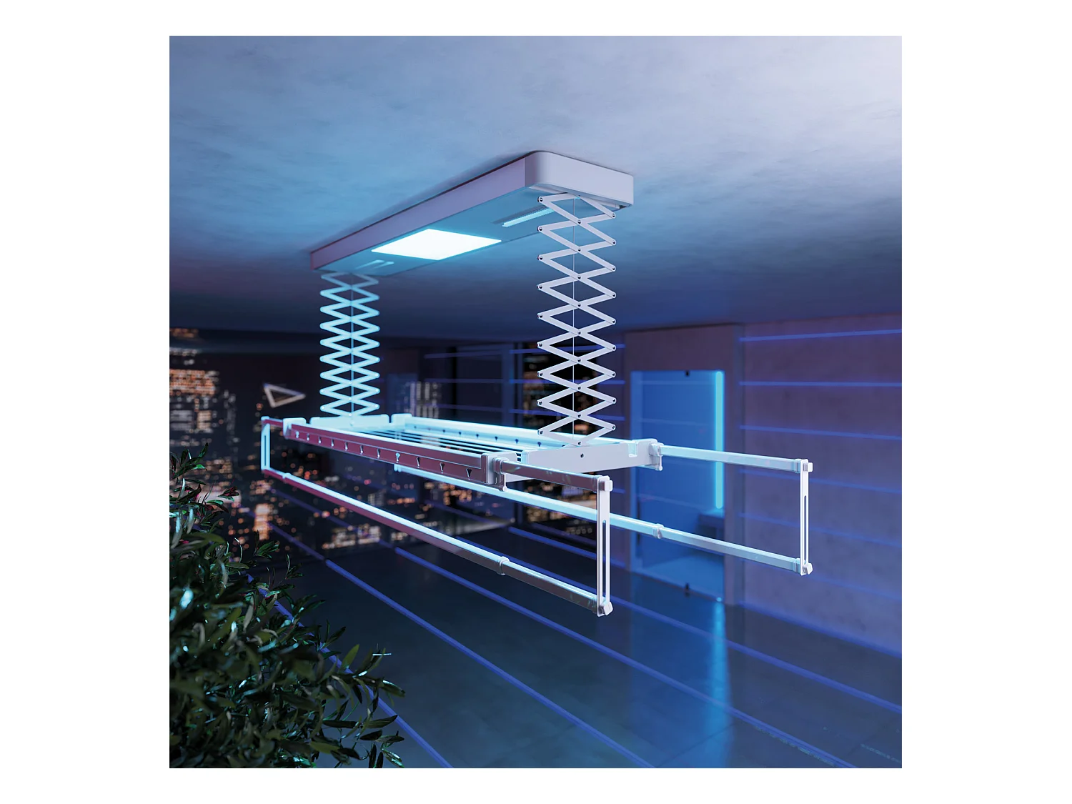 Étendoir électrique mur ou plafond avec télécommande – gris – 122x52x30 cm PRO 120