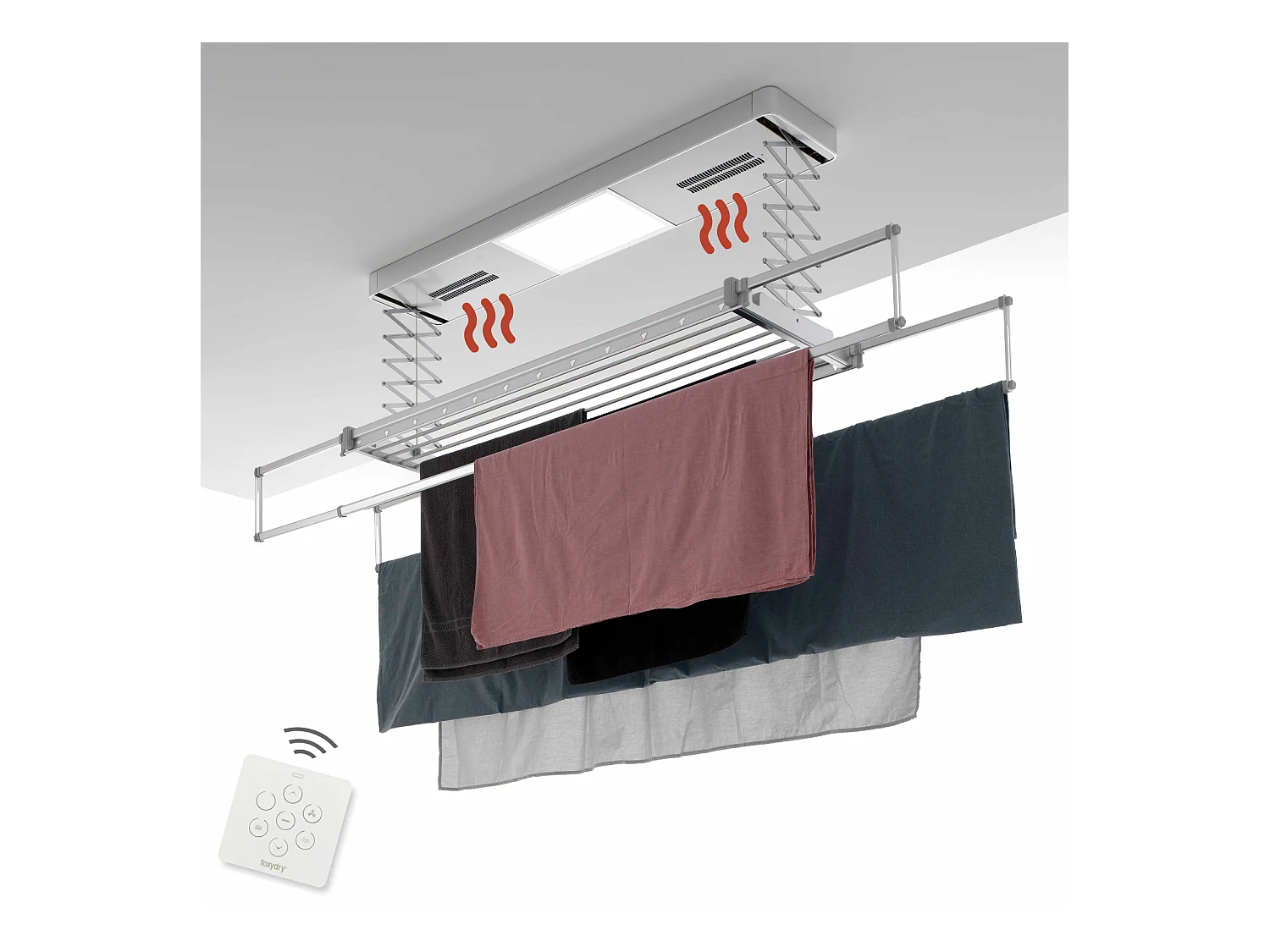 Étendoir électrique mur ou plafond avec télécommande – gris – 122x52x30 cm PRO 120