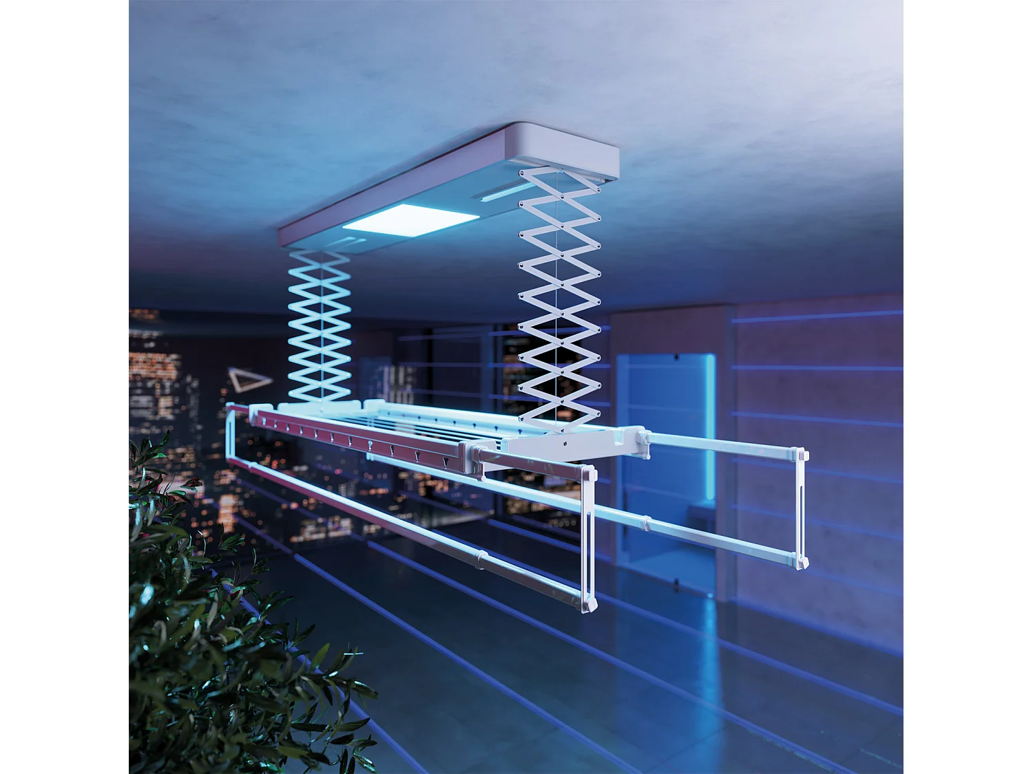 Étendoir électrique mur ou plafond avec télécommande – gris – 122x52x30 cm PRO 120