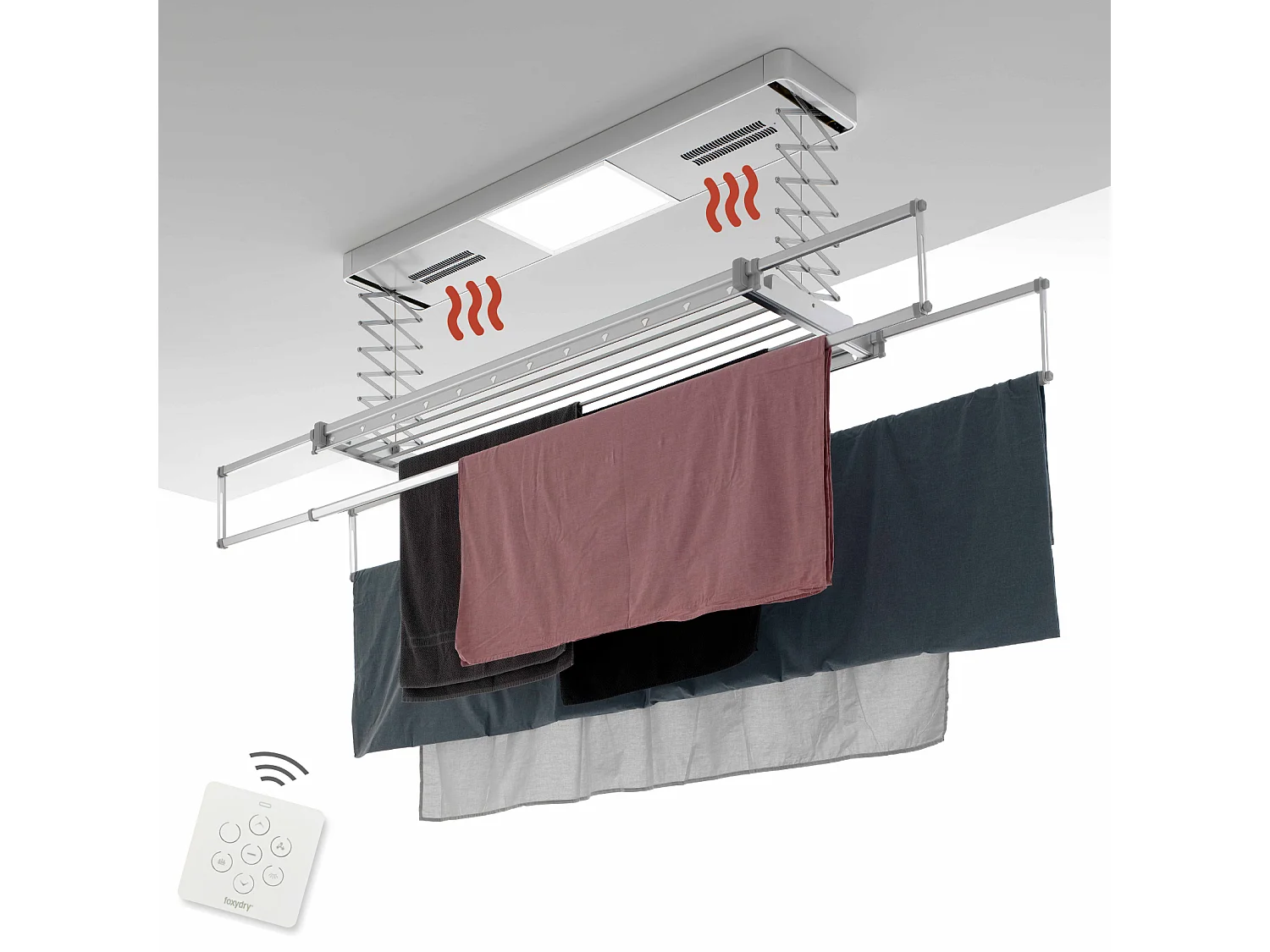Étendoir électrique mur ou plafond avec télécommande – gris – 122x52x30 cm PRO 120