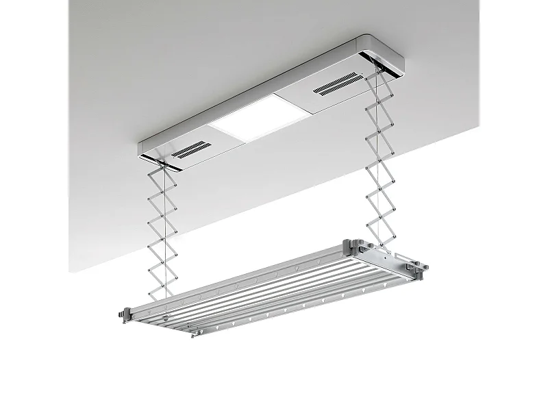 Étendoir électrique mur ou plafond avec télécommande – gris – 122x52x30 cm PRO 120