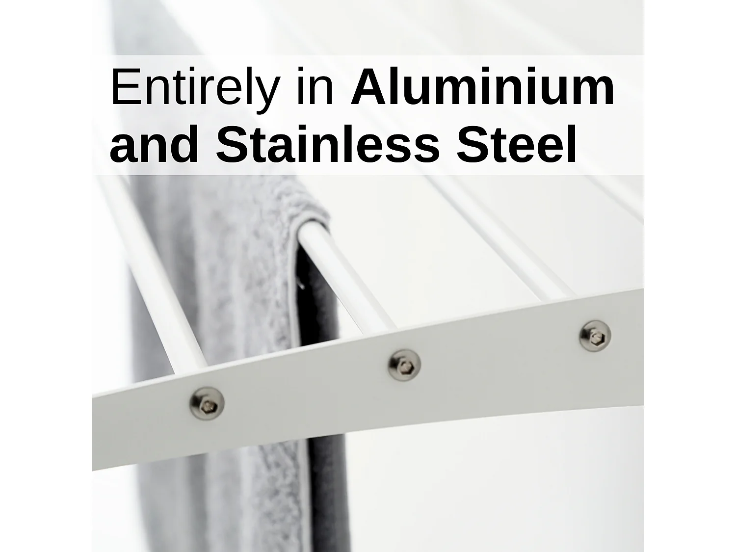 Étendoir à linge mural en aluminium résistant – blanc – 100x50x10 cm Fold 100