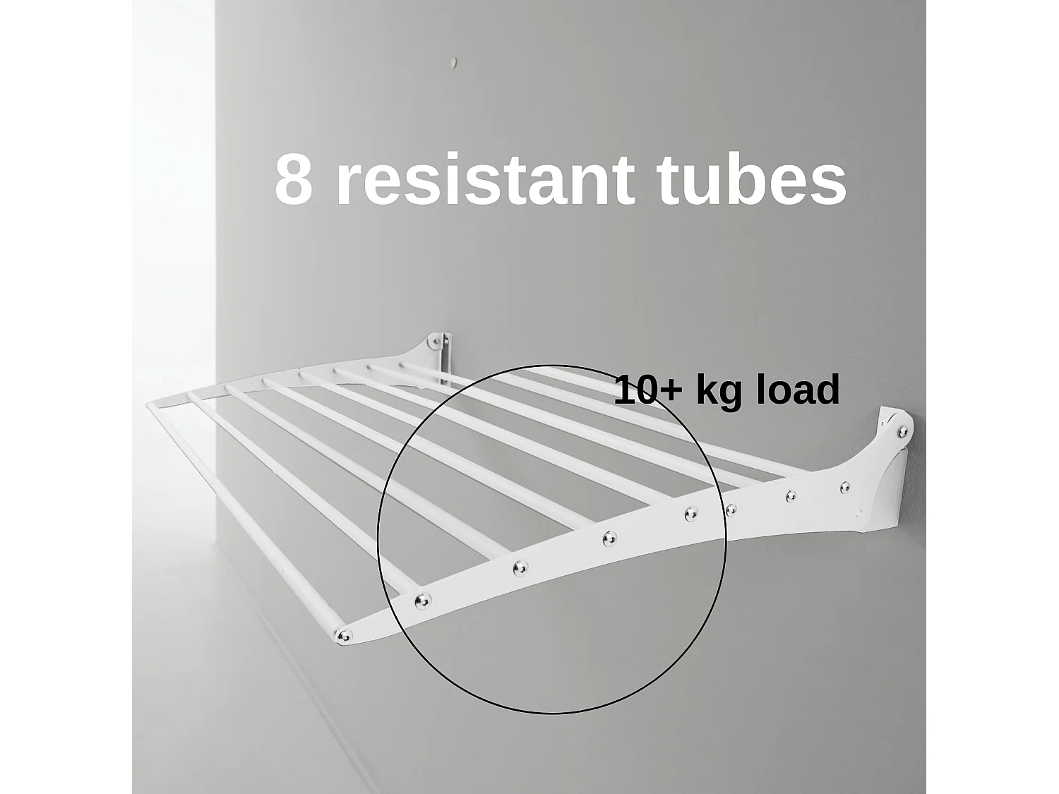 Étendoir à linge mural en aluminium résistant – blanc – 100x50x10 cm Fold 100