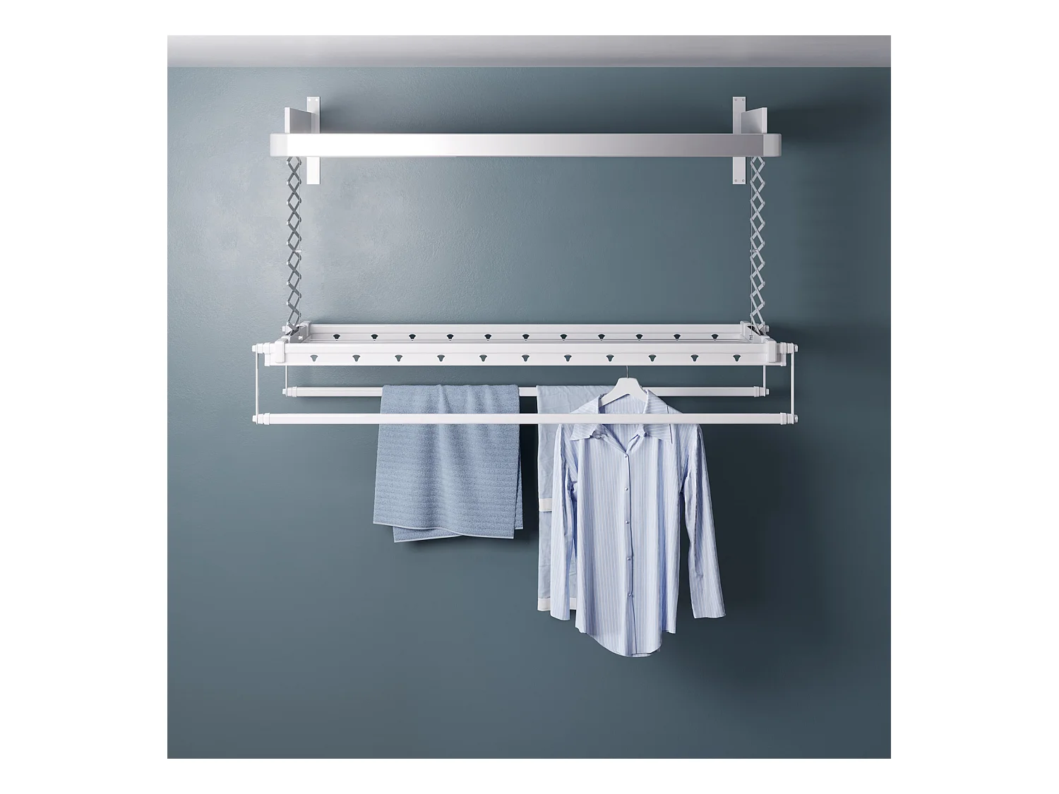 Étendoir électrique mur ou plafond en aluminium résistant – gris – 160x52x70 cm PRO 150