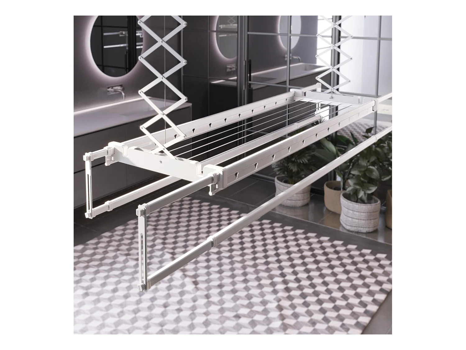 Étendoir électrique mur ou plafond en aluminium résistant – gris – 160x52x70 cm PRO 150