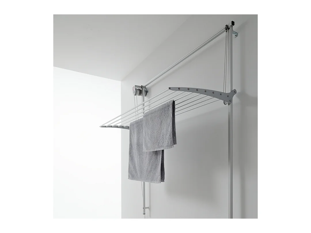 Étendoir mural repliable pratique et solide – gris – 108x52x137 cm Wall 100