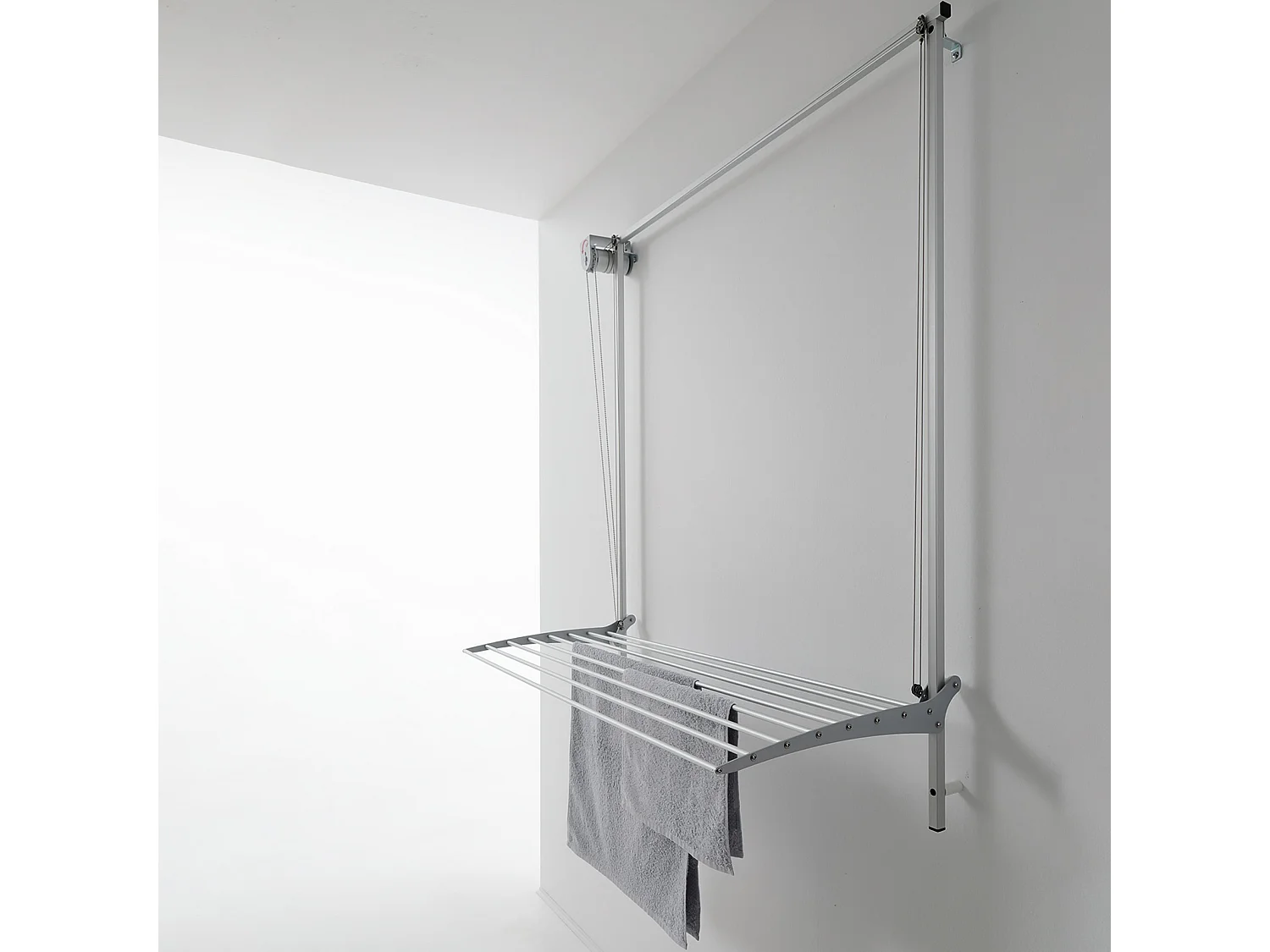 Étendoir mural repliable pratique et solide – gris – 108x52x137 cm Wall 100