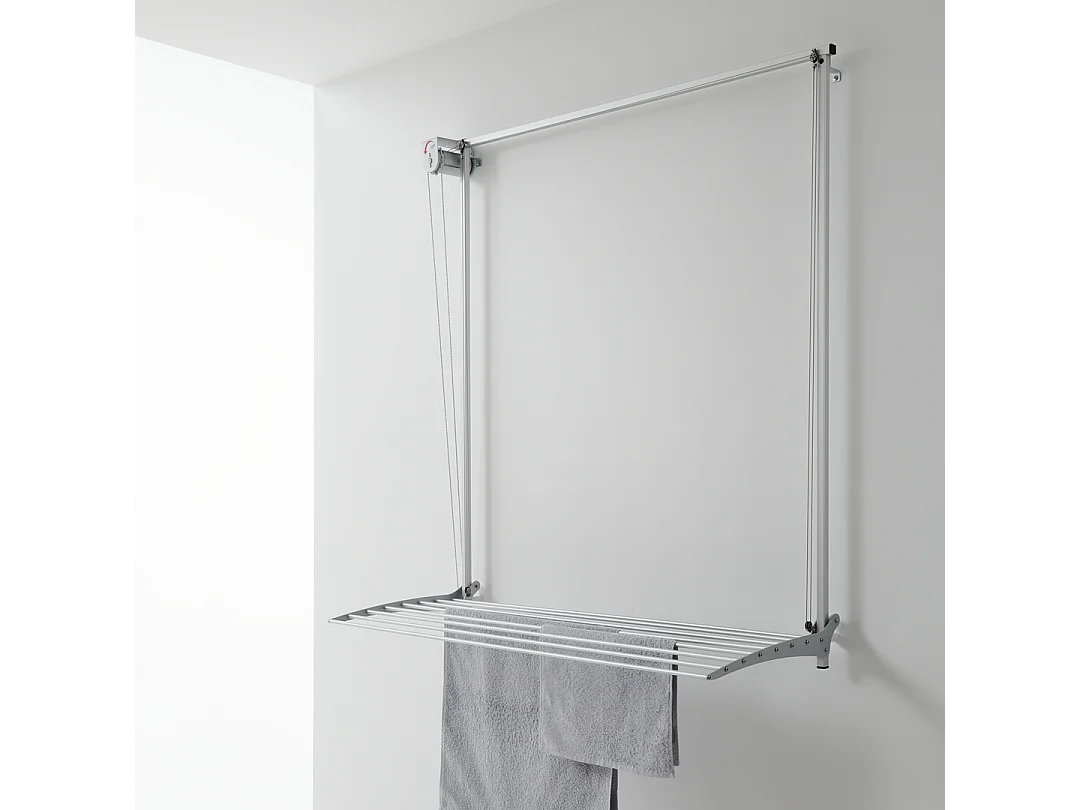 Étendoir mural repliable pratique et solide – gris – 108x52x137 cm Wall 100