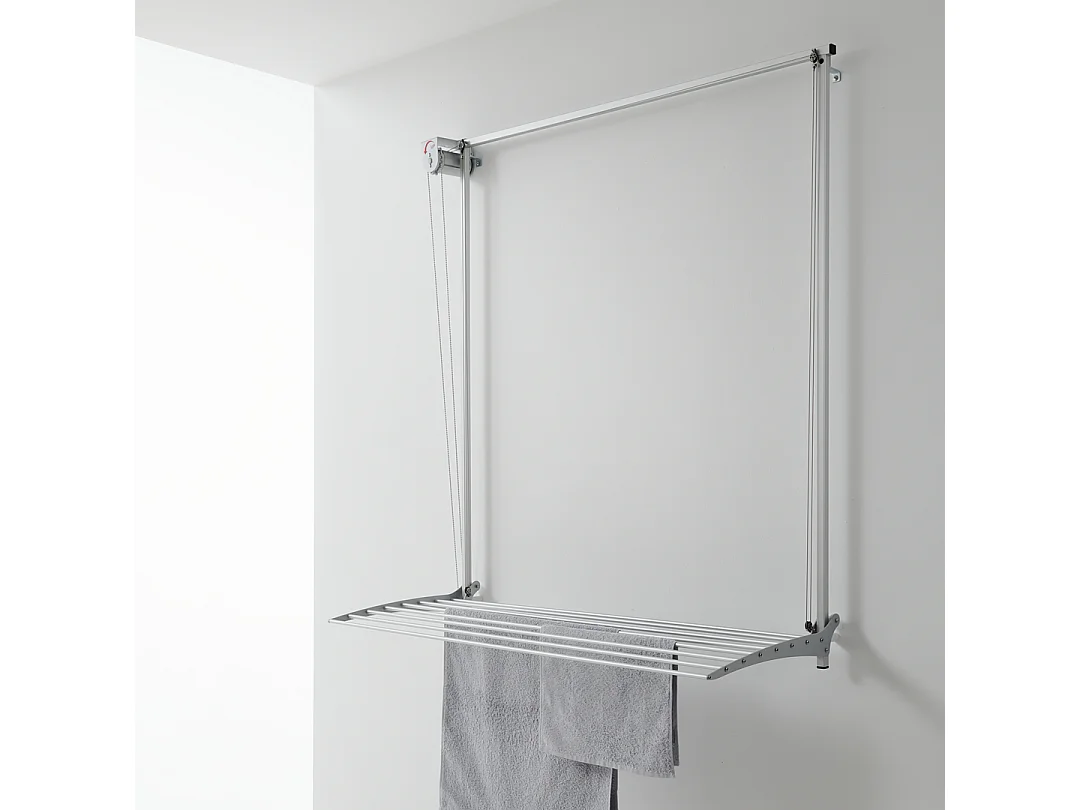 Étendoir mural repliable pratique et solide – gris – 108x52x137 cm Wall 100