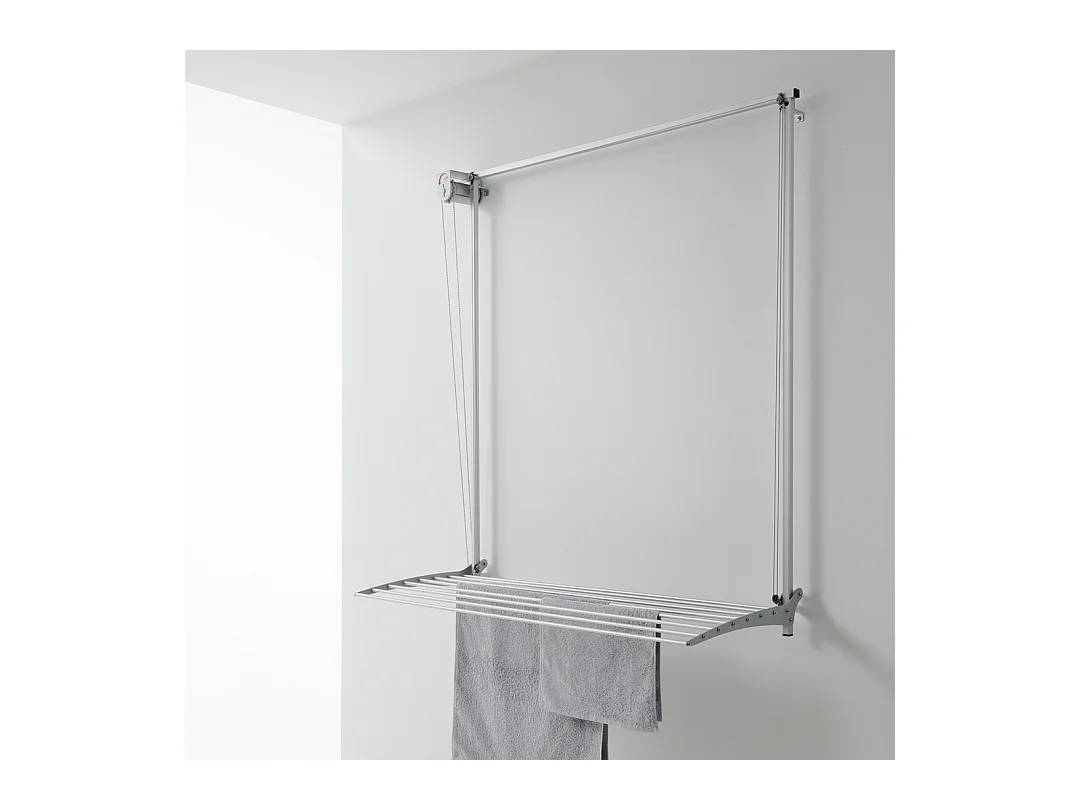 Étendoir mural en aluminium résistant et robuste – gris – 88x52x137 cm Wall 80