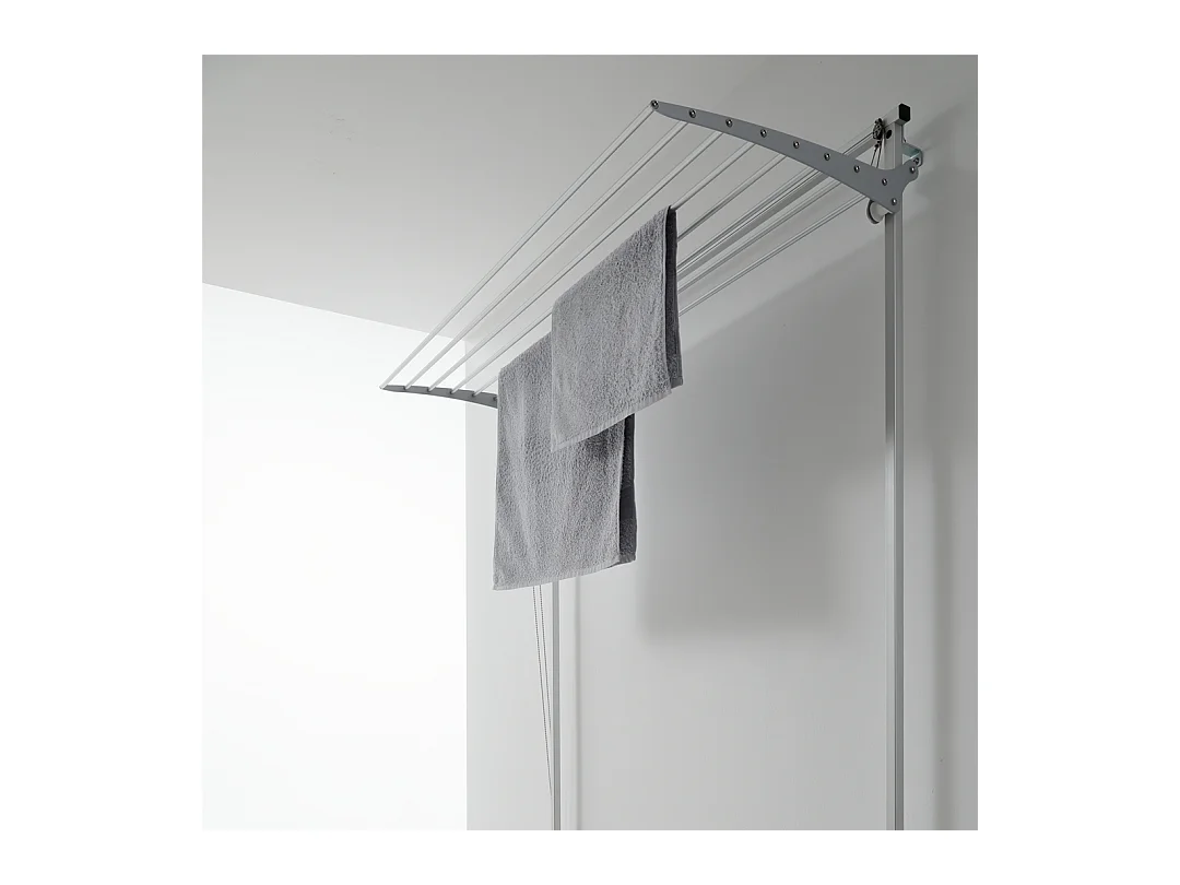 Étendoir mural en aluminium résistant et robuste – gris – 88x52x137 cm Wall 80