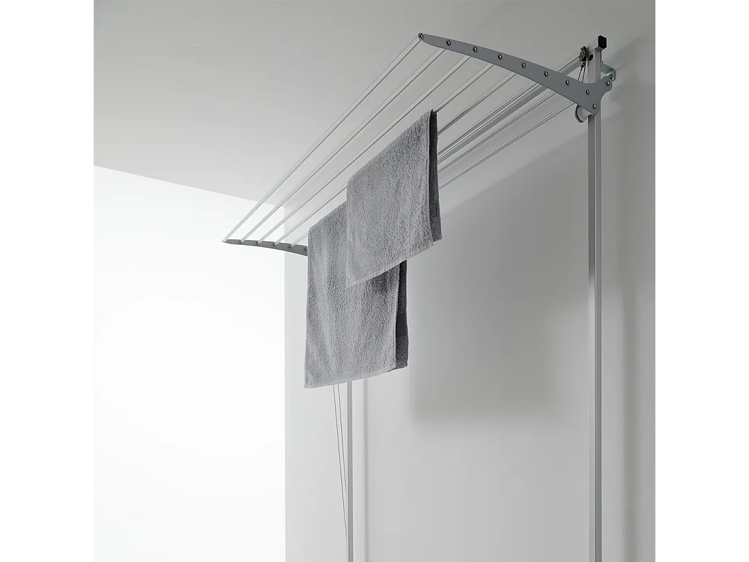 Étendoir mural en aluminium résistant et robuste – gris – 88x52x137 cm Wall 80