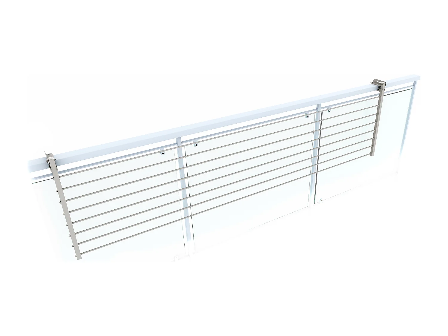 Étendoir balcon pliable et inclinable anti-rouille – blanc – 162x63x8 cm DUO