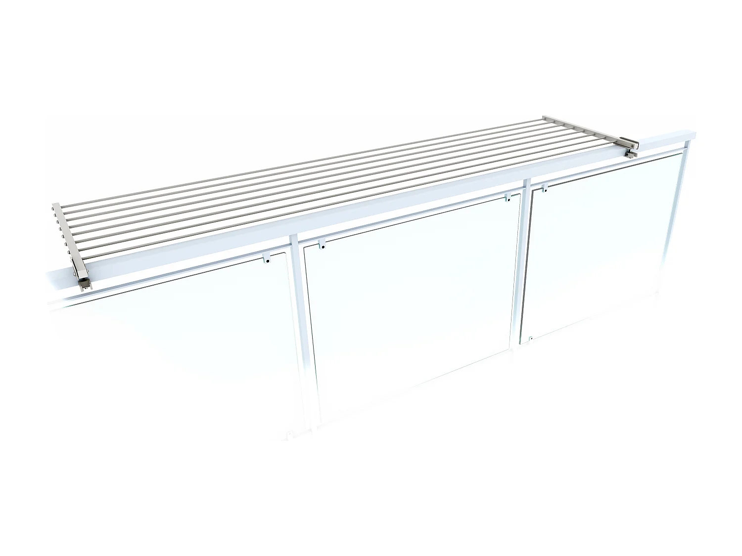 Étendoir balcon pliable et inclinable anti-rouille – blanc – 162x63x8 cm DUO