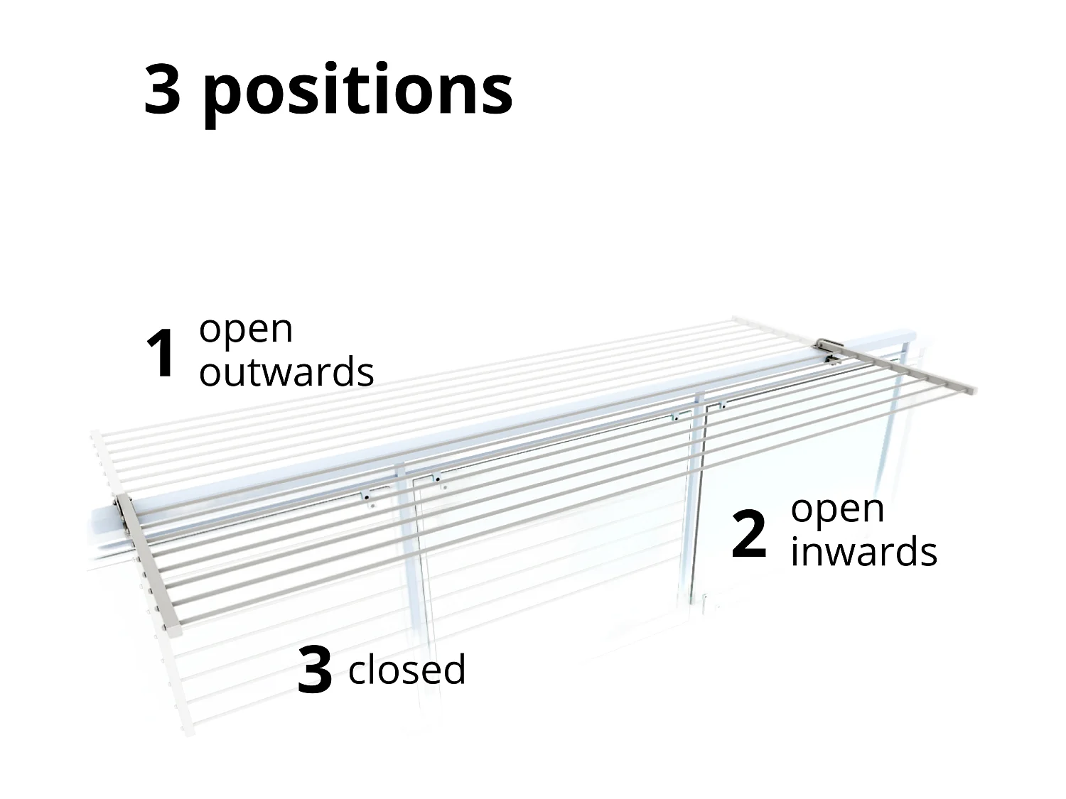 Étendoir balcon pliable et inclinable anti-rouille – blanc – 162x63x8 cm DUO