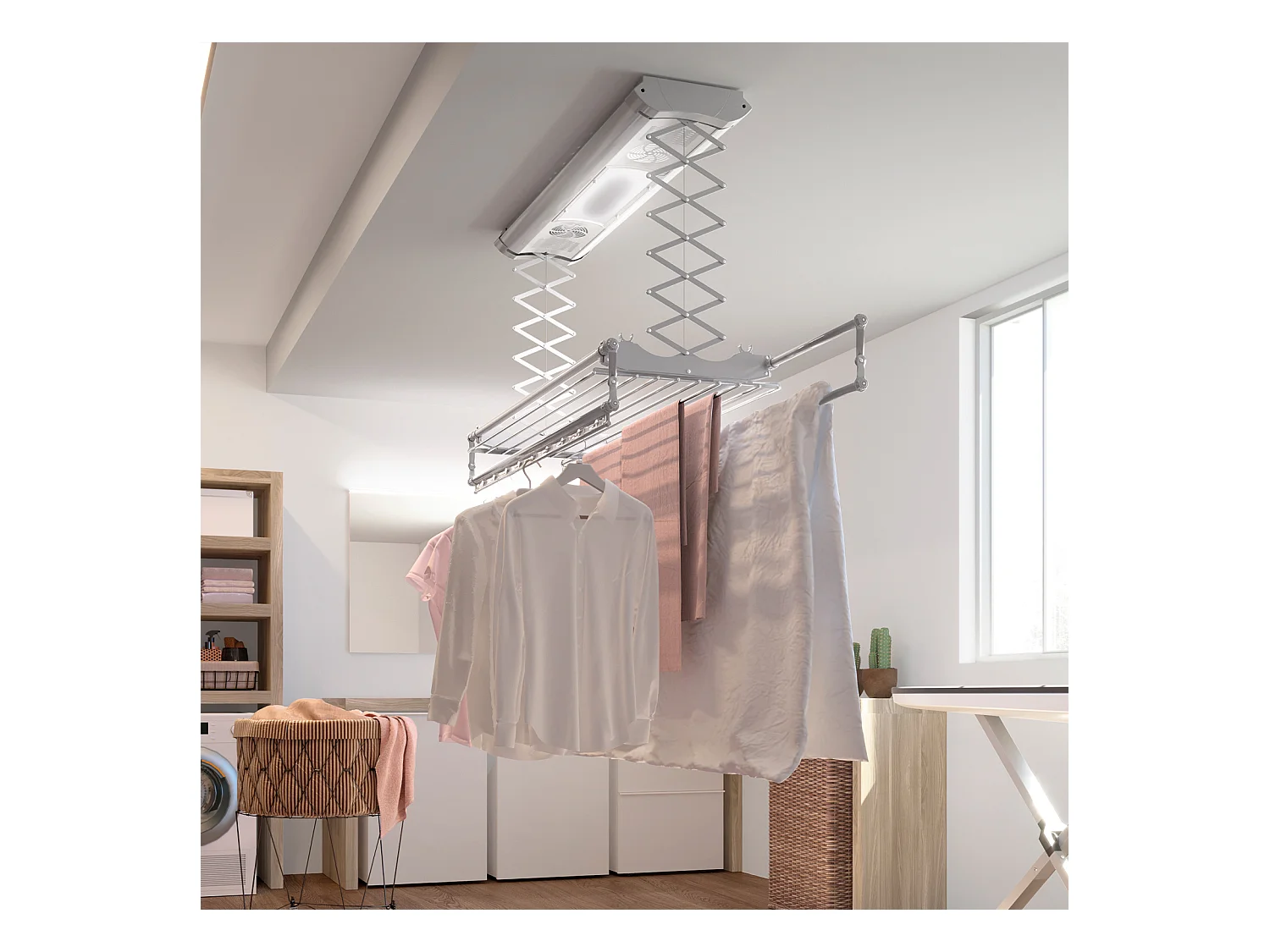 Séchoir électrique de plafond en aluminium avec télécommande – gris – 122x57x30 cm Air 120